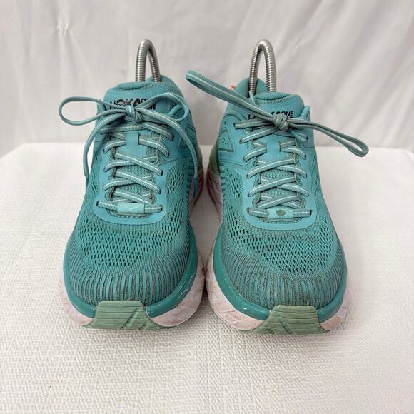 Hoka One One Bondi 7 Shoes Womens Size 7.5 Aquarelle Eggshell Blue Running - Picture 2 of 8